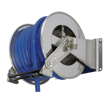 AKV1300, Stainless steel automatic hose reel for 15 m. 1" hose or 18 m. 3/4".
