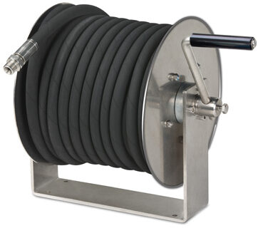 ATKi2Mini 20/10, 3/8" Schlauchaufroller manuell, Edelstahl. 1.4301 für max. 20 m Schlauch mit Außendurchmesser 15 mm.
